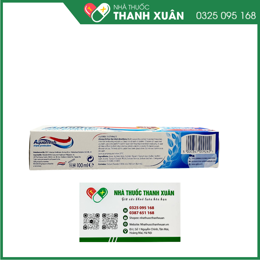 Kem đánh răng Aquafresh fresh&amp;minty khoẻ nướu, chắc răng